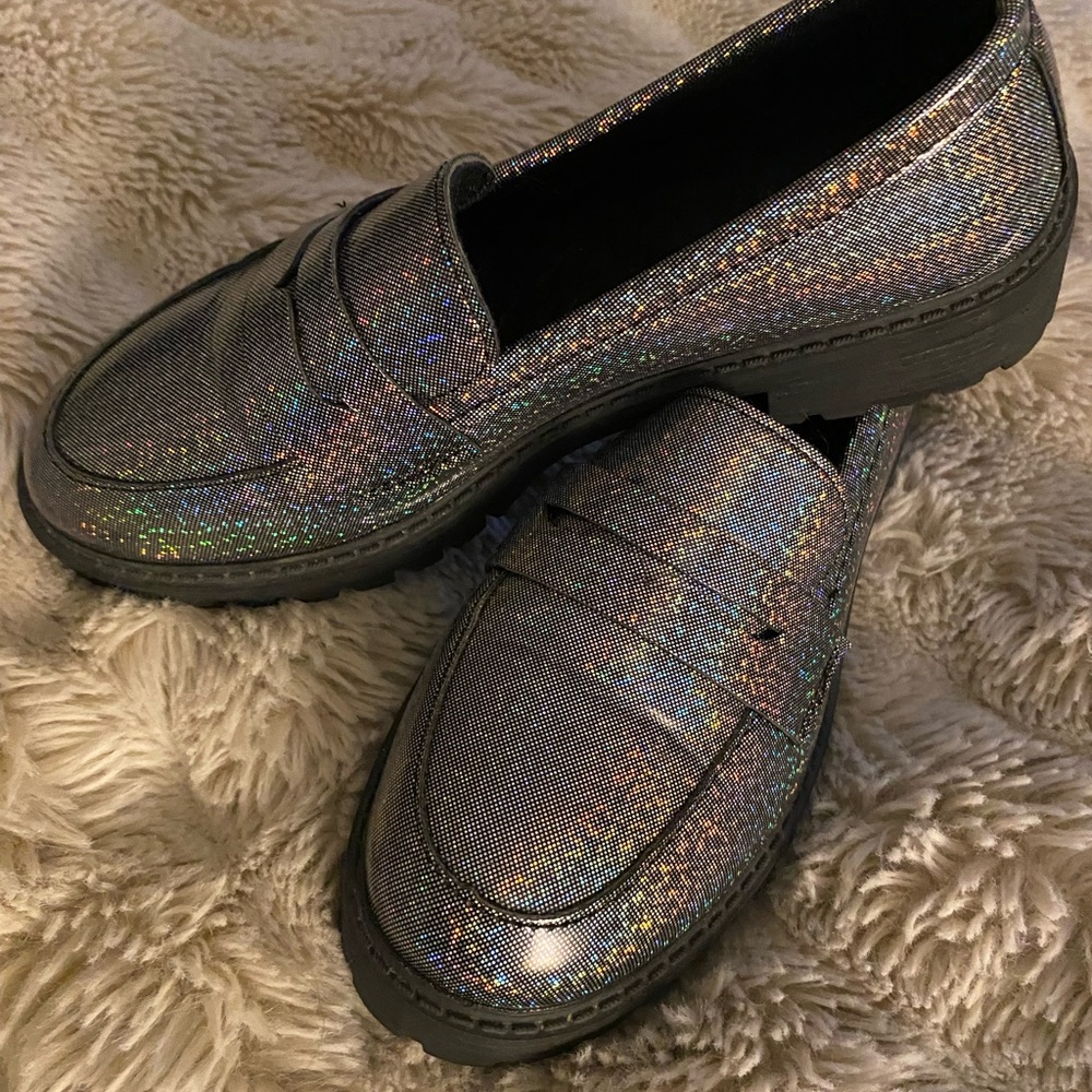SHEIN Silver Glitter Loafers